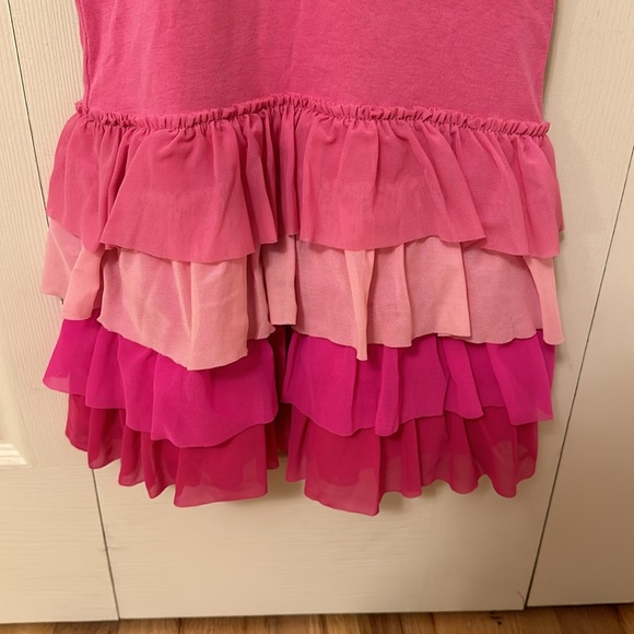 Hanna Anderson pink flower ruffle tiered dress size 5 - Picture 3 of 5